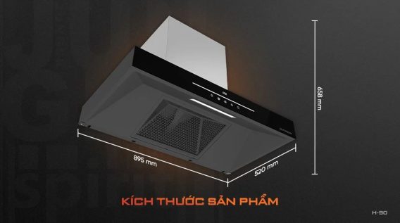 Kích thước máy hút mùi Junger H-90 