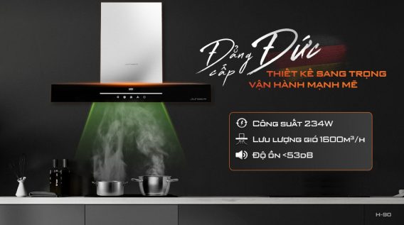Máy hút mùi Junger H-90 – Giải pháp hút sạch mùi tối ưu cho không gian bếp hiện đại
